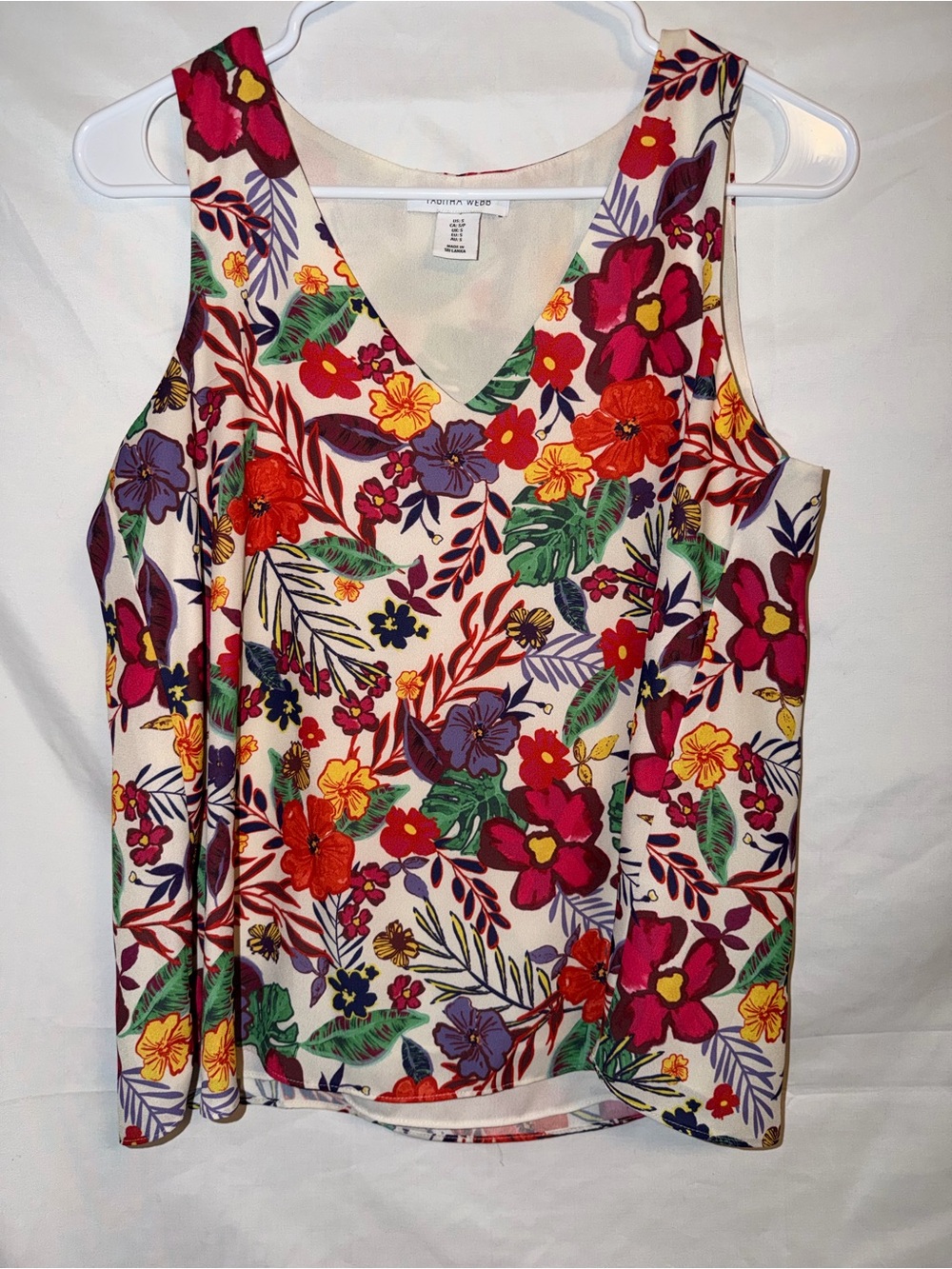 Tabitha Floral V-Neck Sleeveless Tank Top - Pink Multi